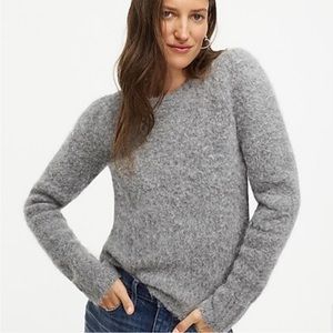 J. Crew Puff Sleeve Fuzzy Crewneck Sweater Soft Alpaca Blend In Gray Size L